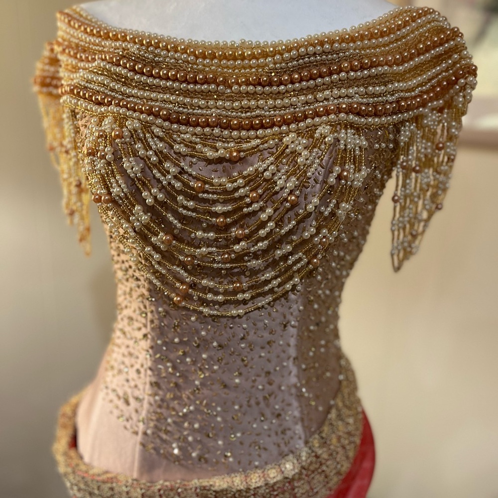 Elegant Beaded Blouse in Gold